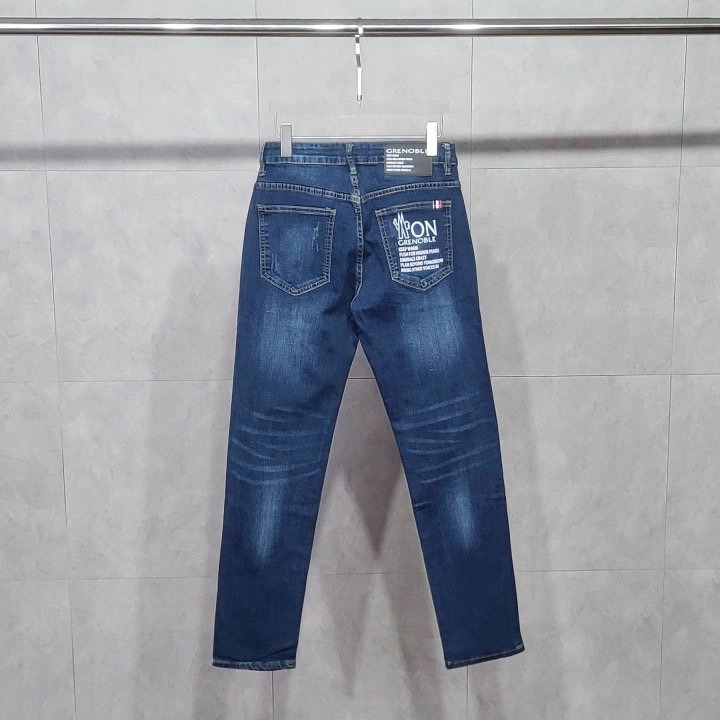 몽클레어 포켓 레터링 진청 청바지