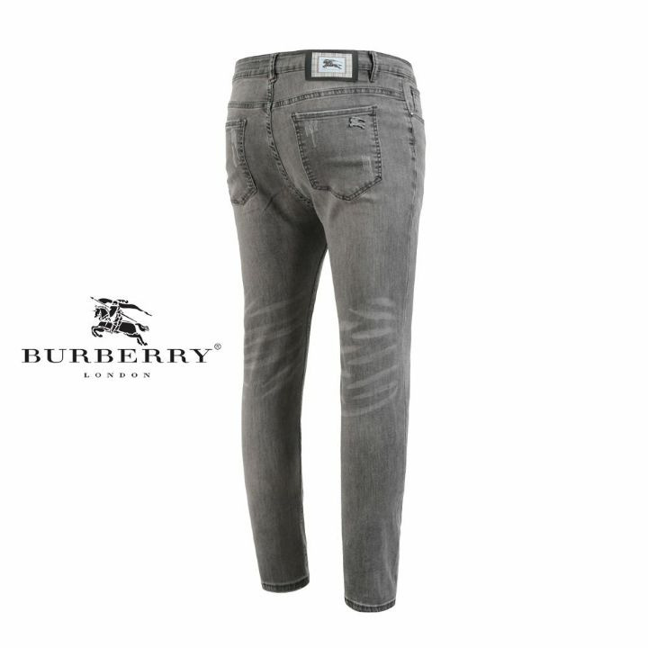 버버리 블랙 스틸 그레이 워싱 슬림진 청바지