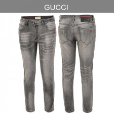구찌 자수 로고 그레이 워싱 슬림진 청바지