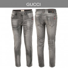 구찌 자수 로고 그레이 워싱 슬림진 청바지