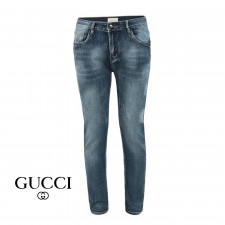 구찌 실버탭 비 로고 프린팅 슬림진 청바지