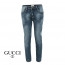 구찌 실버탭 비 로고 프린팅 슬림진 청바지