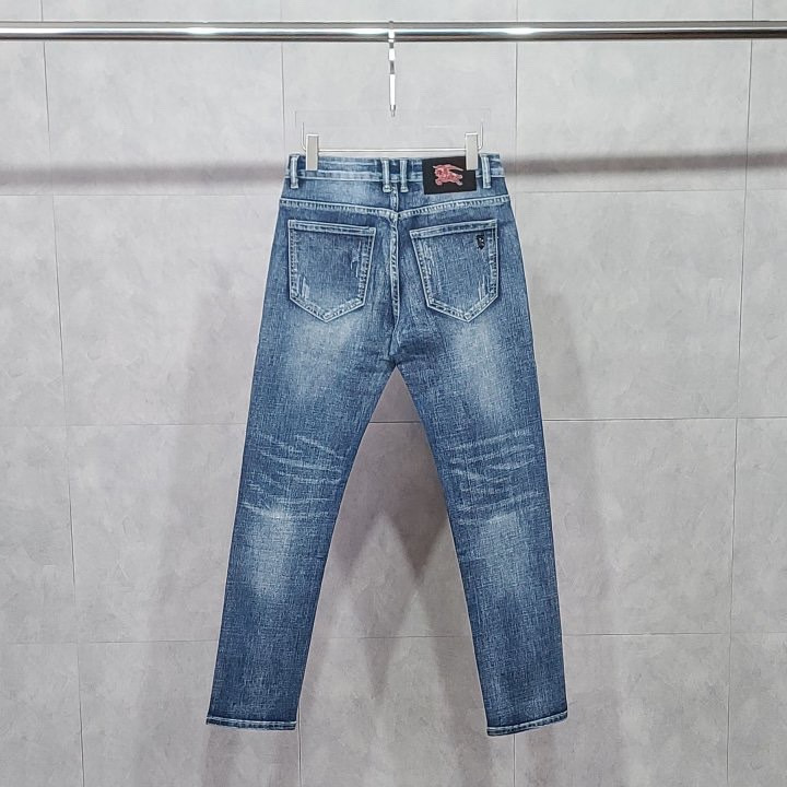 버버리 프로썸 자수 스틸 로고 워싱 슬림진 청바지