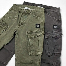 스톤아일랜드 가먼트 워싱 패치 카고 팬츠 (바지)