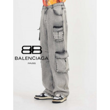 발렌시아가 그레이 워싱 카고 청바지