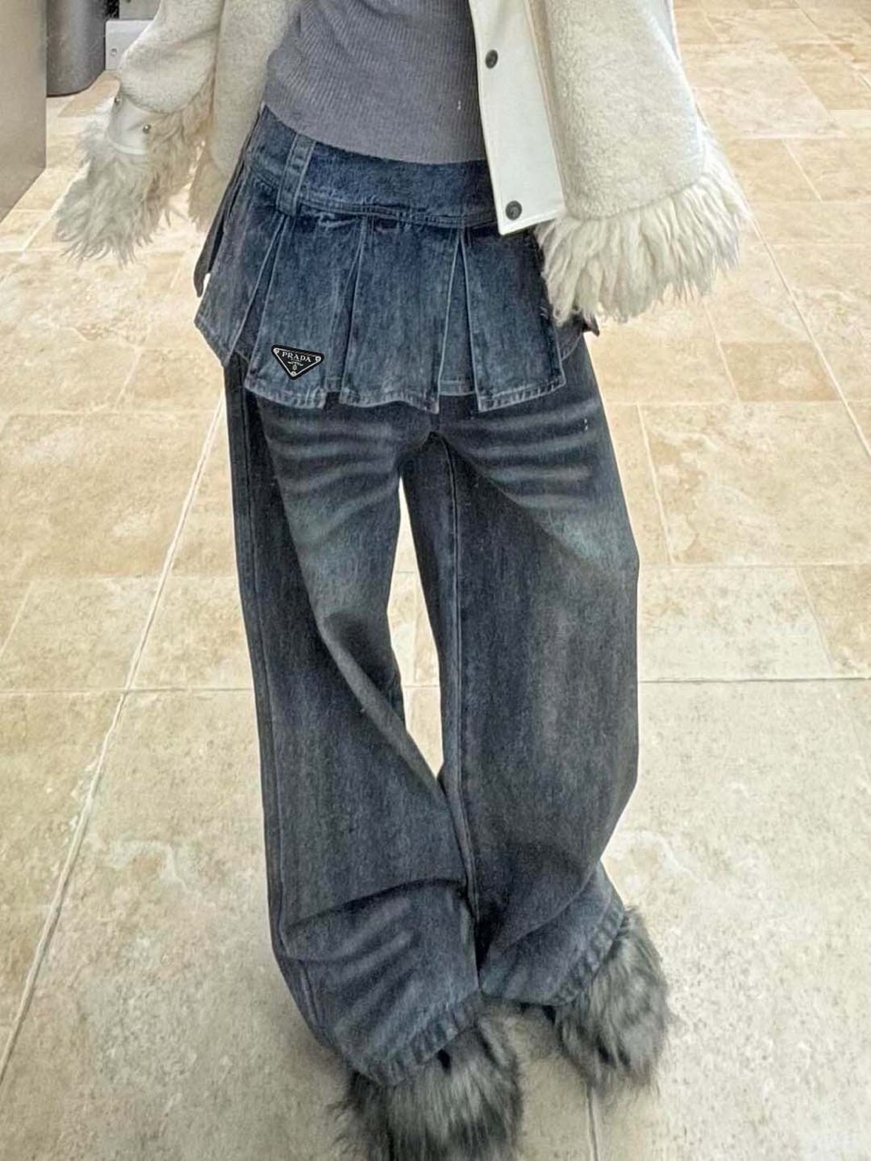 프라다 여성 스커트 데님 청바지