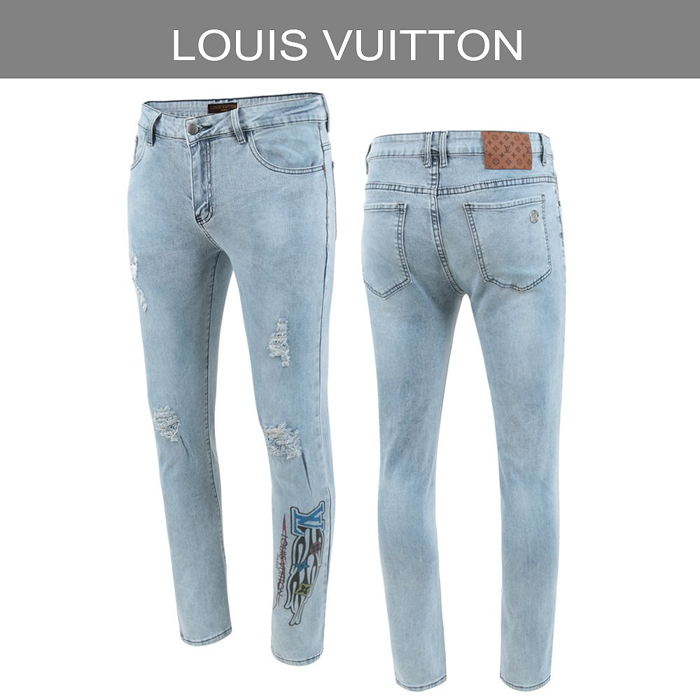 루이비통 웨이브 프린팅 워싱 청바지