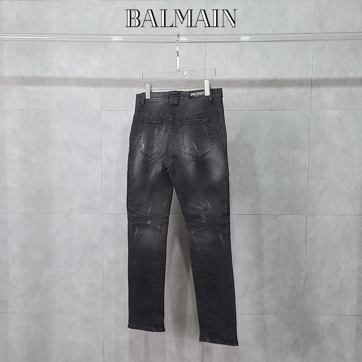 발망 바이커 세로 절개 흑 청바지