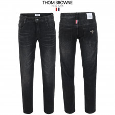 톰브라운 흑청 워싱 히든 밴딩 슬림 일자 청바지