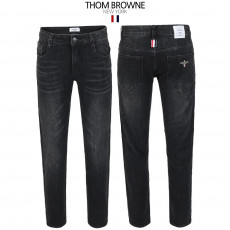 톰브라운 흑청 워싱 히든 밴딩 슬림 일자 청바지