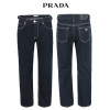 프라다 진청 논페이드 미디엄 와이드 청바지