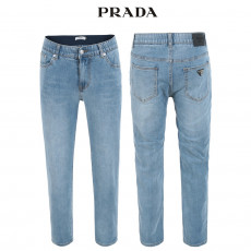 프라다 연청 데님 히든 밴드 슬림 일자 청바지