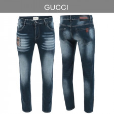 구찌 자가드 베어 자수 워싱 청바지