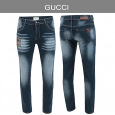 구찌 자가드 베어 자수 워싱 청바지