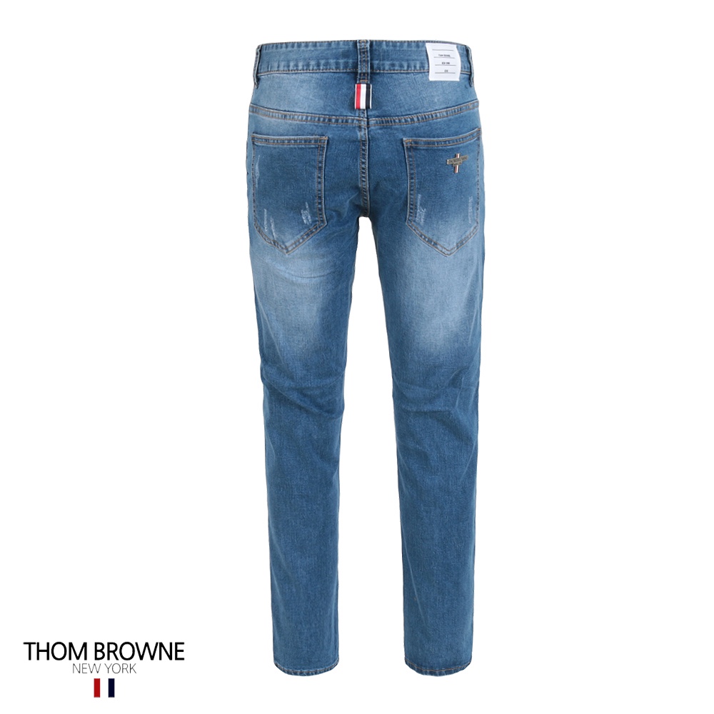 톰브라운 중청 구제 워싱 슬림 청바지