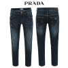 프라다 진청 스크래치 워싱 슬림 청바지