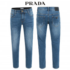 프라다 중청 스크래치 워싱 슬림 청바지