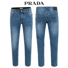 프라다 중청 스크래치 워싱 슬림 청바지