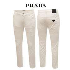 프라다 슬림 일자 화이트 팬츠 (바지)