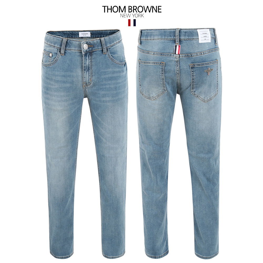 톰브라운 라임 히든 밴딩 슬림 일자 청바지