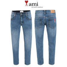 아미 중청 워싱 히든밴딩 슬림 일자 청바지