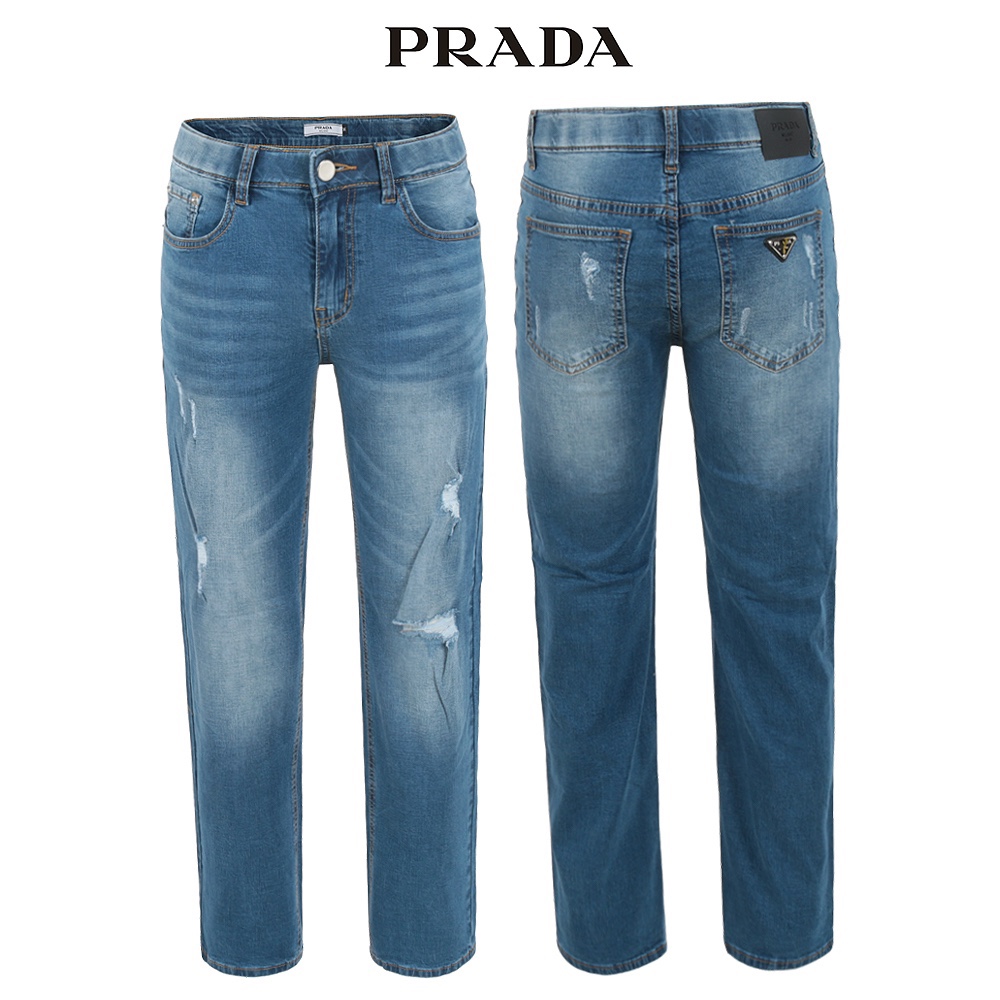 프라다 중청 구제 히든밴딩 일자 청바지
