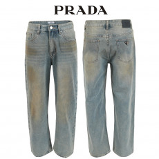 프라다 오일 워싱 와이드 청바지