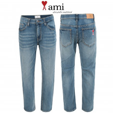 아미 올리브 히든 밴딩 슬림 일자 청바지