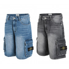 스톤아일랜드 빈티지 워싱 6부 버뮤다 카고 청 반바지