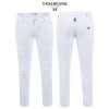 톰브라운 화이트 구제 슬림 일자 청바지