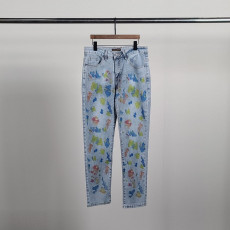 루이비통 플라워 워터그래픽 워싱 슬림진 청바지