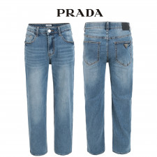 프라다 중청 워싱 히든밴드 세미 와이드 청바지