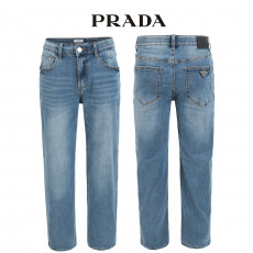 프라다 중청 워싱 히든밴드 세미 와이드 청바지