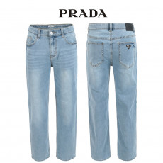 프라다 연청 워싱 히든밴드 세미 와이드 청바지
