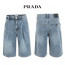 프라다 연청 핀턱 히든밴드 6부 버뮤다 청 반바지