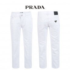 프라다 화이트 베이직 슬림 일자 팬츠 (바지)