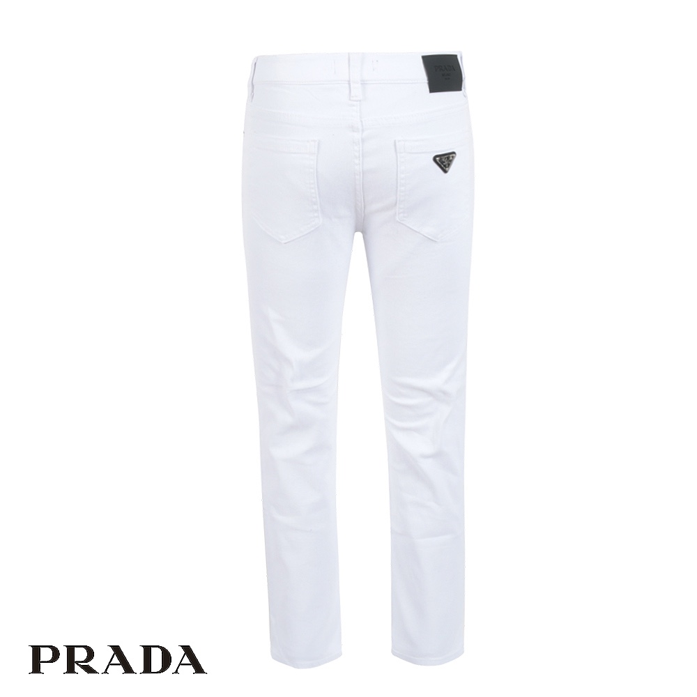 프라다 화이트 구제 슬림 일자 팬츠 (바지)