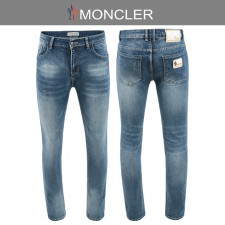 몽클레어 화이트 노블 스틸 패치 워싱 슬림진 청바지