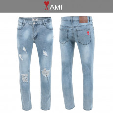 아미 드 꾀흐 레터링 데미지 워싱 슬림진 청바지