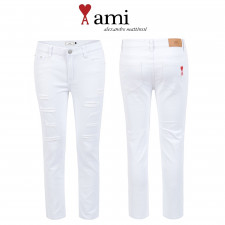 아미 화이트 구제 슬림 일자 팬츠 (바지)