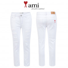 아미 화이트 구제 슬림 일자 팬츠 (바지)