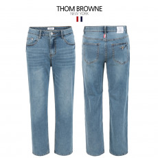 톰브라운 중청 워싱 히든밴드 세미 와이드 청바지