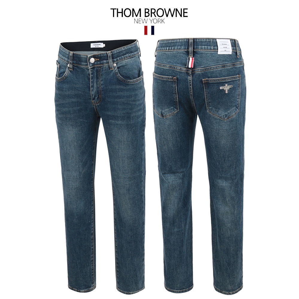 톰브라운 스판 미디움 테이퍼드 청바지