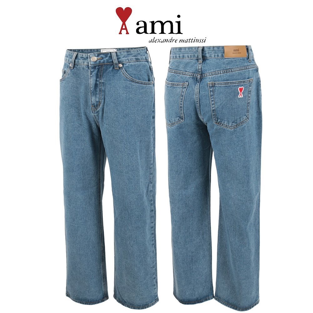 아미 중청 와이드 데님 청바지