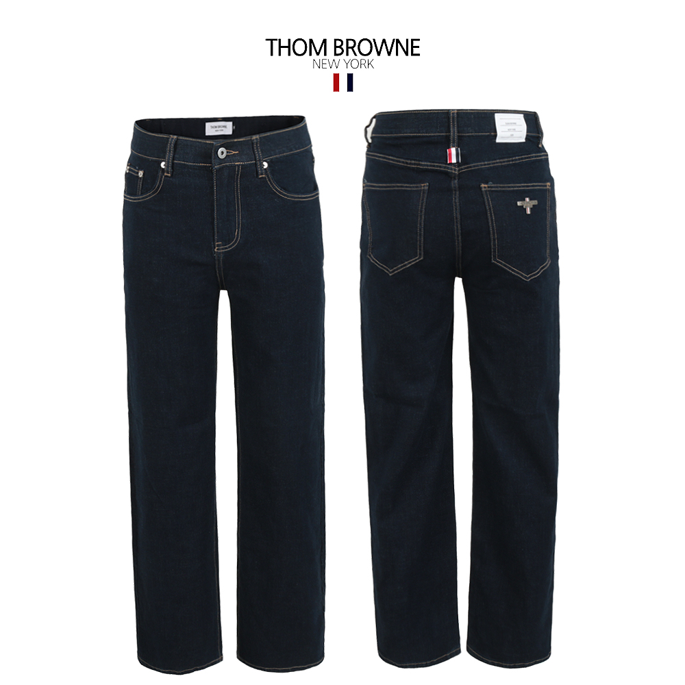톰브라운 진청 스판 히든밴드 미디엄 테이퍼드핏 데님 청바지
