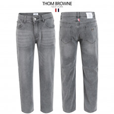 톰브라운 그레이 히든 밴딩 일자 청바지