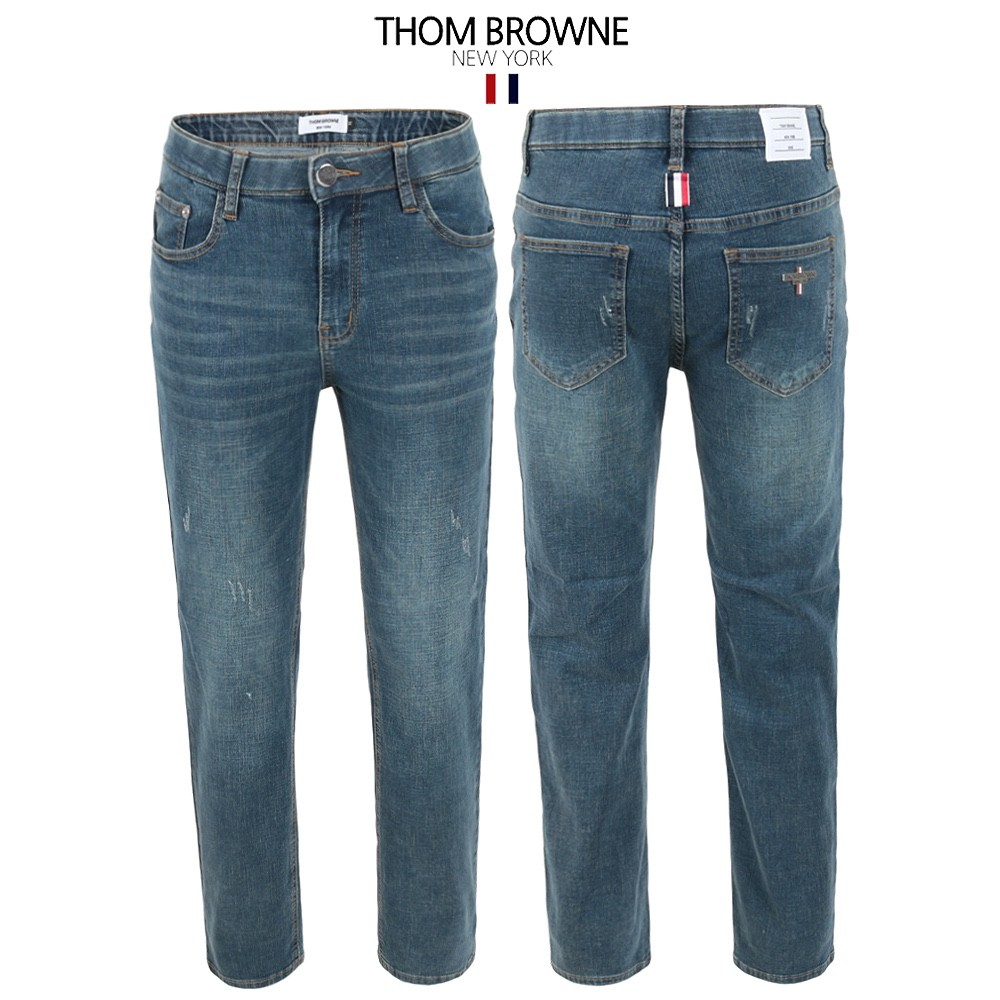 톰브라운 사방 히든 밴딩 슬림 일자 청바지