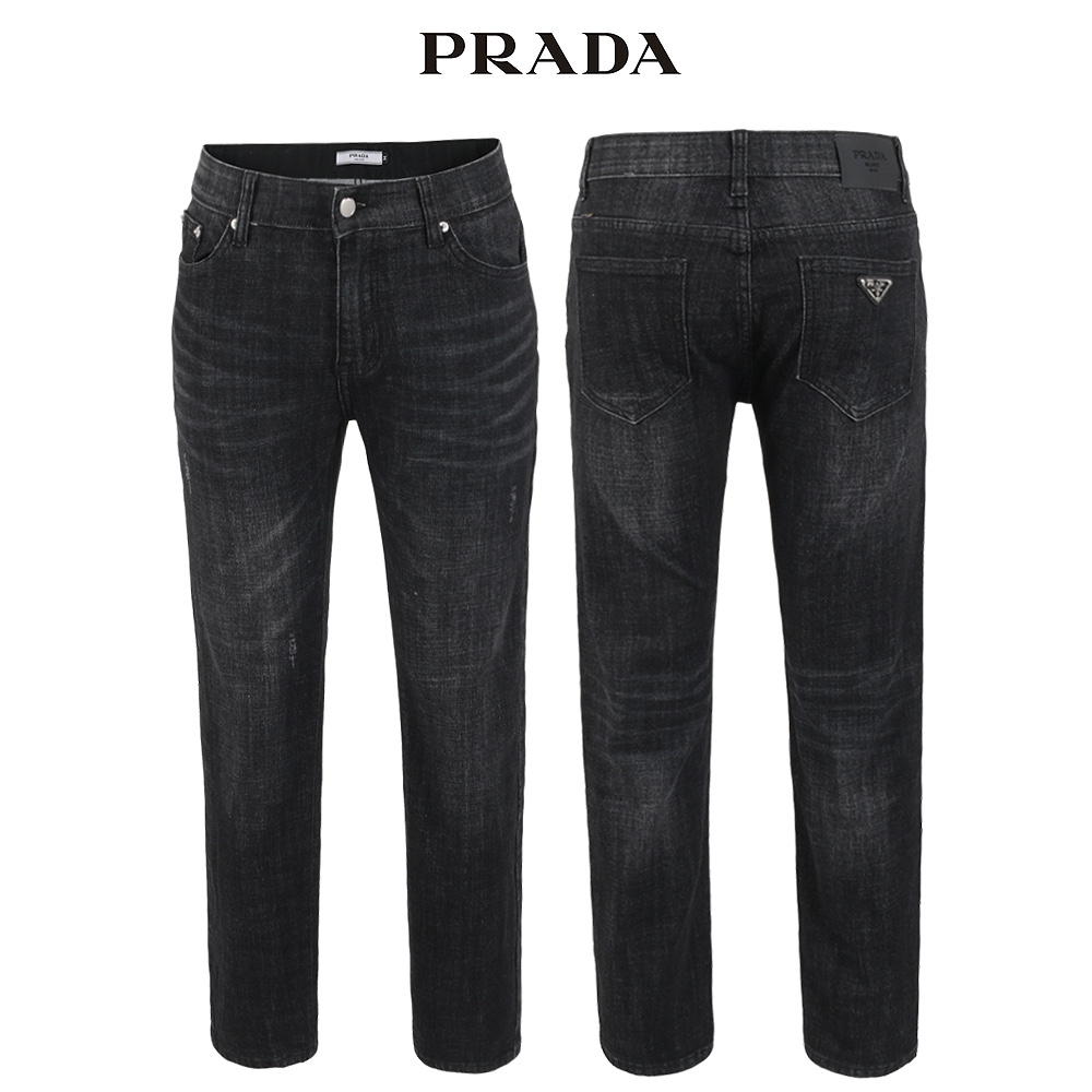 프라다 블랙 미디움 테이퍼드 청바지