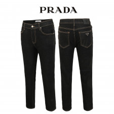 프라다 흑청 빈티지 히든밴딩 슬림 일자 청바지