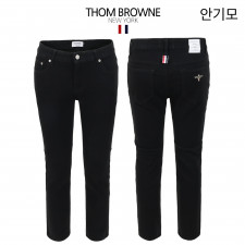 톰브라운 안기모 블랙 스판 슬림 일자 바지